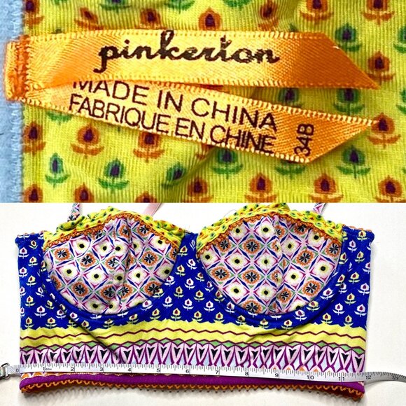 Anthropologie Colorful Pinkerton Bra Removeable Straps Pattern Underwire Sz 34B - Picture 6 of 9
